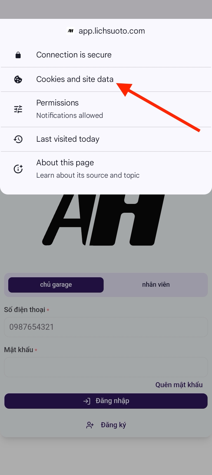 Biểu tượng 3 chấm trên Chrome Android
