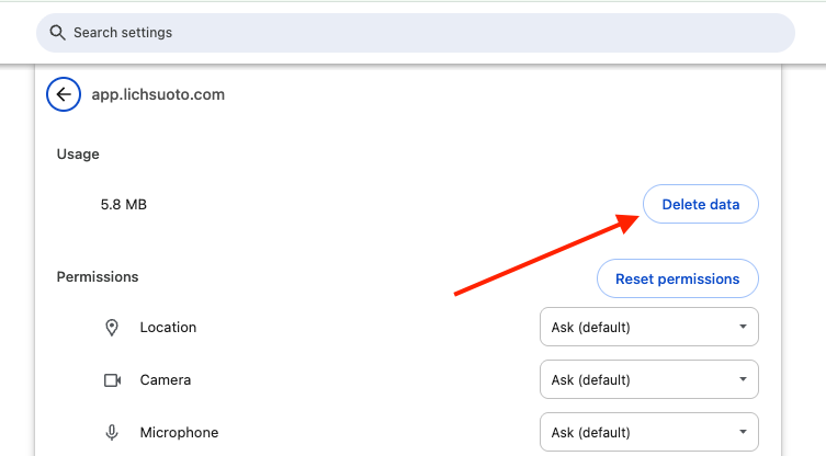 Xóa dữ liệu trang web