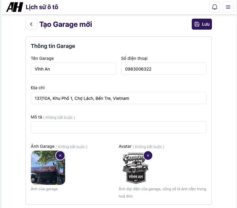 Tạo garage